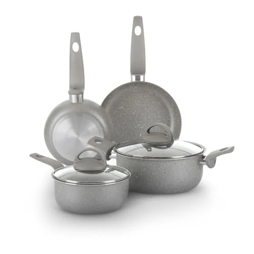 KASANOVA Juego de ollas para cocinas tradicionales, batería de cocina antiadherente, cocción saludable, rápida y uniforme (6 piezas)