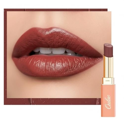 Offerta a tempo: Oulac Rossetto Satin Matte - Terracotta Rossetti Colore Intenso Opaco, Effetto Satinato Opaco, Formula Cremosa e Idratante, Lunga Tenuta, Copertura Totale, Vegano, 4.3g, SG14 Blair - 36% da 9.99 € a 6.40 €