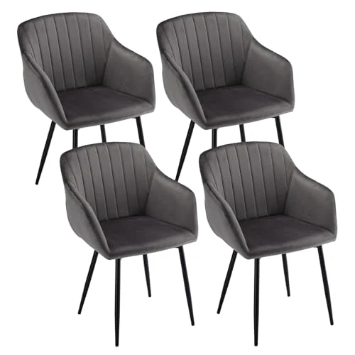 Oferta limitada: Goeurvant Sillas Comedor Pack 4 con Reposabrazos Silla Comedor Terciopelo Sillas de Cocina Patas de Metal para Cocina, Salon, Gris Oscuro de 181.04 € a 171.98 € (ahorro 5%)