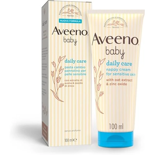 Aveeno Baby Daily Care Pasta Change Couches Crème de Changement pour Bébés et Enfants Crème à l'oxyde de zinc et à l'extrait d'avoine protectrice pour un soulagement immédiat 100 ml