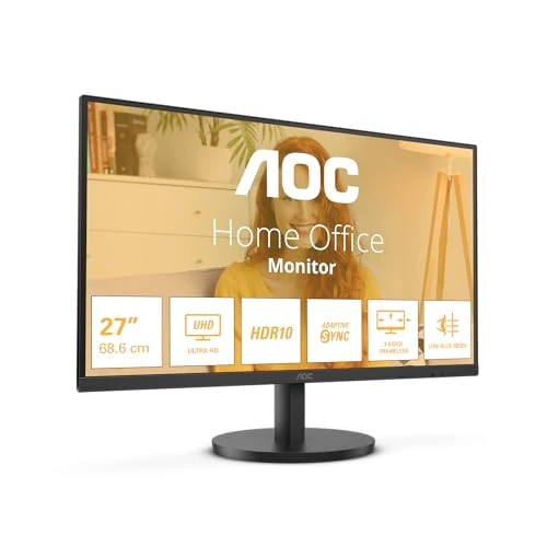 Offerta a tempo: AOC U27B3M - Monitor UHD da 27 pollici, HDR10 3840x2160, 4K, 60 Hz, 2x HDMI, DisplayPort nero, 27 pollice 4K IPS 60Hz, USB-C, Altoparlanti - Regolazione altezza - 25% da 199.00 € a 148.48 €