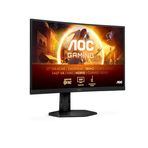 Offre limitée : AOC Gaming CQ27G4X - Moniteur incurvé QHD 27 Pouces, 180 Hz, 0,5 ms, FreeSync Prem., HDR10 (2560x1440, DisplayPort, 2X HDMI) Noir/Gris de 199.00 EUR à 150.00 EUR (remise 25%)