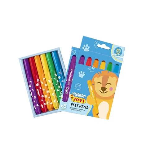 Offerta a tempo: Jovi - MY FIRST 6 pennarelli super lavabili per bambini, punta grassa arrotondata, Felt Pen colori assortiti (1206) - 42% da 10.39 € a 5.98 €