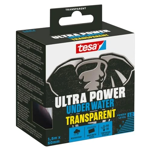 Offerta a tempo: tesa Nastro di Riparazione Ultra Power Under Water-Trasparente -1,5m x 50mm - 6% da 15.33 € a 14.44 €