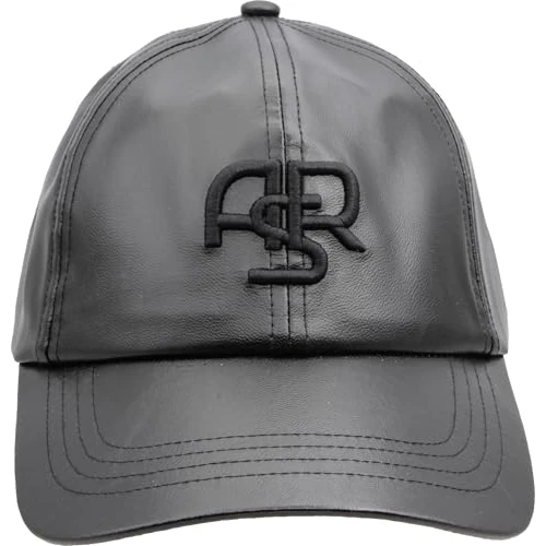 IMMA AS Roma Cappelli Stadio, Old ASR Embroidery Eco-Leather cap - Black Tone ON Tone