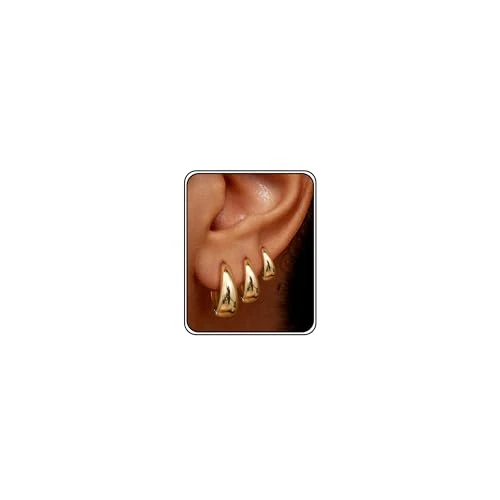 Offerta a tempo: Chriscoco 3 Paia Orecchini Cerchio Donna Orecchini Cerchio Oro Placcato 14K Orecchini — 6% da 11,99 € a 11,27 €