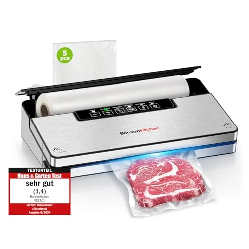 Bonsenkitchen Globefish Technology for Continuous Work at High Speed, Fast Vacuum, Roll Storage with Cutter