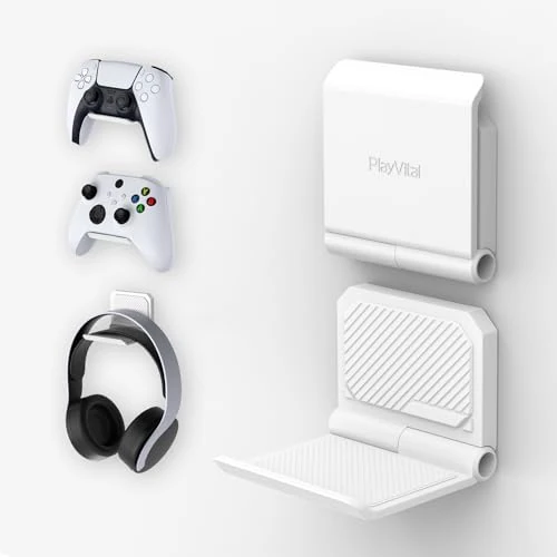 Limited-time offer: PlayVital 2 Set FOLD Controller Wall Mount for ps5/4, Foldable Wall Stand for Xbox Series X/S, Switch Pro, Gaming Headset Stand, Wall Holder for Xbox Wireless Headset, for Pulse 3D Headset - White from 11.99 GBP to 11.99 GBP (save 0%)