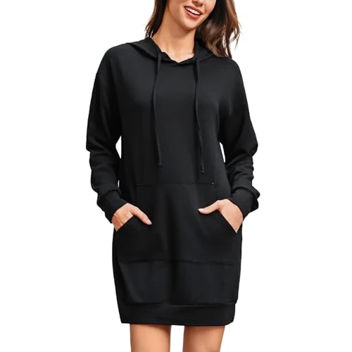 Offre limitée : Terecey Robe Sweat Femme Longue à Capuche Poche Kangourou pour Hiver de 27.99 € à 27.99 € (0.00% de remise)