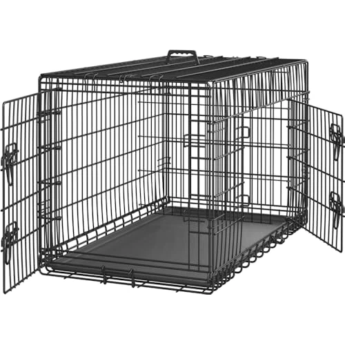 Offerta a tempo: Yaheetech Gabbia per Cani Gatti Kennel in Metallo Cuccioli Pieghevole con Vassoio Rimovibile Doppia Porta e Divisorio Regolabile 107 × 60 × 66 cm Nero - 23% da 69.99 € a 53.57 €