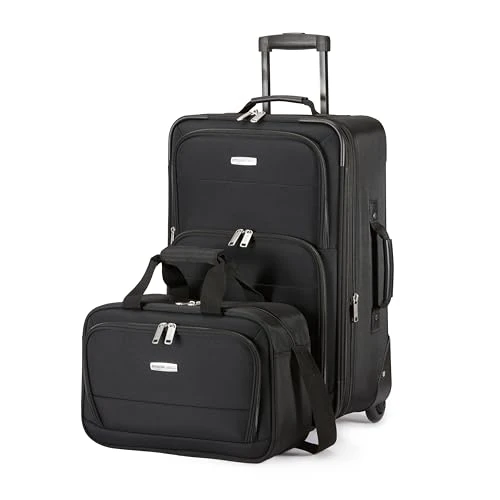 Offre limitée : Amazon Basics Lot de 2 Valises Souples Extensibles (58 cm) et Sac Fourre-Tout (25 cm), Légers, 100% Polyester, Ensemble de Bagages Empilables, Noir de 55.10 € à 44.90 € (19% de remise)