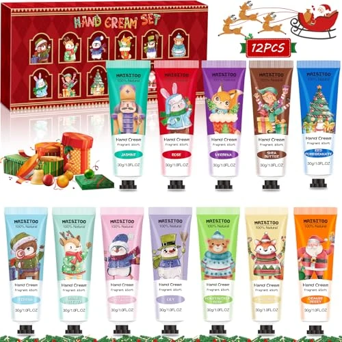 ZQEJEFD 12 Pack de Crema de Manos, Crema Hidratante De Manos, Mini Crema de Manos para Mujer, Enriquecido con Manteca de Karité, Verbena, Rosa - Regalo para Mujeres Navidad Acción de Gracias