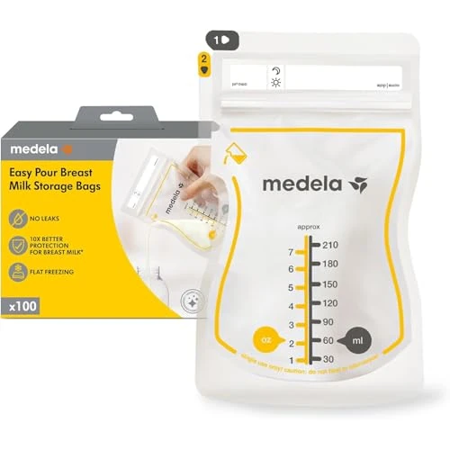 Oferta limitada: Medela bolsas de almacenamiento de leche materna Easy Pour, bolsas desechables de 210 ml, a prueba de fugas, protegen los nutrientes de la leche, sin BPA, paquete de 100, Exclusivo en Amazon de 25.99 EUR a 14.90 EUR (ahorro 43%)
