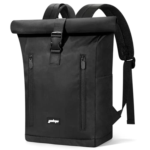 Offerta a tempo: YOKGO Zaino da Viaggio, Zaino Rolltop Backpack per Laptop Porta PC 15,6 Pollici, Zaino Università Zaini Antifurto Espandibile 18-25L per Donne Uomini Zainetto Daypack Casual per scuola, Lavoro Nero - 14% da 28.99 € a 24.99 €