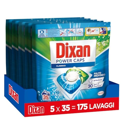 Offerta a tempo: Dixan Power Caps Classico, Detersivo Lavatrice in Capsule, 5 Confezioni da 35 PZ - 15% da 65.20 € a 55.64 €