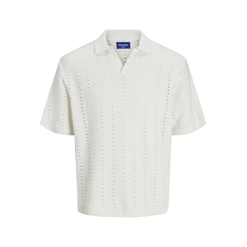 Limited-time offer: JACK & JONES Men's Jorparos Knit Easter SS Crochet Polo Shirt, Sea Salt, XXL from 11.17 £ to 11.17 £ (save 0.00%)