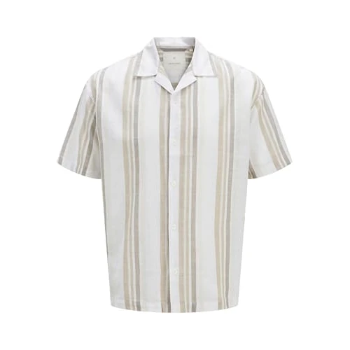 Oferta limitada: JACK & JONES Jprccsummer Stripe Resort S/S Shirt Sn, Travertine, S de 44.99 € a 44.99 € (ahorro 0.00%)
