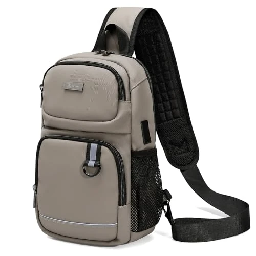 Tijdelijke aanbieding: SPAHER Borsttas met USB-oplaadpoort Sling Bag met verstelbare zakelijke schoudertas Crossbodytas Waterdicht voor Wandelen Reizen Man Vrouw van 29.86 EUR naar 22.99 EUR (korting 23%)