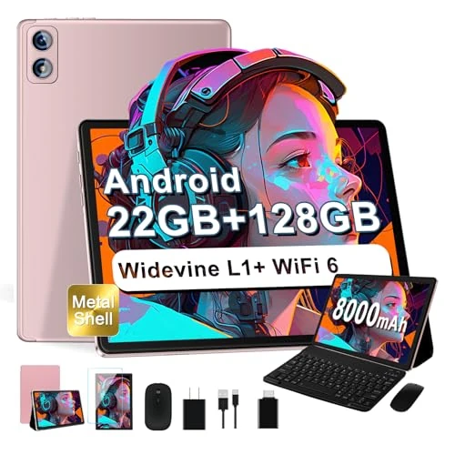 Offerta a tempo: Tablet 10 Pollici, 128GB ROM + TF 2TB, 8000mAh, con Tastiera - Oro - 68% da 299.99 € a 94.99 €