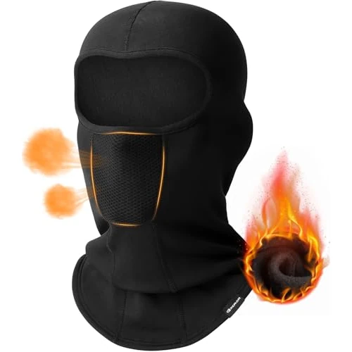 GXCROR Ski Mask Breathable Balaclava Winter Thermal Face Hood Balaclava Motorcycle Bike for Men and Women, Black, One size