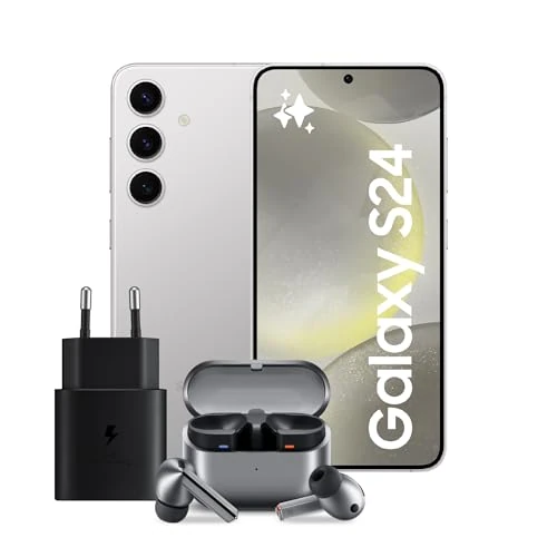 Offerta a tempo: Samsung Galaxy S24 Smartphone AI, Caricatore incluso, Display 6.2'' FHD+, Fotocamera 50MP, RAM 8GB, 128GB, Marble Gray + Galaxy Buds3 Pro Auricolari in-ear True Wireless, Silver 2024 - 0% da 767.50 € a 767.50 €
