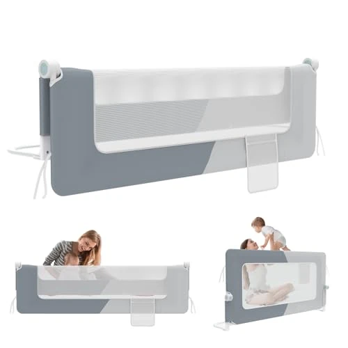 Offerta a tempo: LZQ Protezione Anticaduta per Letto, Griglia per Letto Pieghevole, Griglia di Protezione per Lettino per Bambini, Protezione Anticaduta per Letto per Bambini, Protezione per Letto per Bambini (Grigio - 5% da 37.99 € a 36.09 €