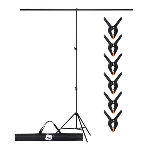 Limitiertes Angebot: NK Profi-Fotostativ, 1,50 x 2 Meter, Verstellbar und Einziehbar, 1 Dreibeinstativ, 1 Querstange, 6 x Robuste Klemmen, 1 Tragbare Transporttasche von 23.99 EUR auf 23.99 EUR (Spare 0%)