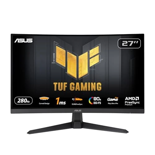 ASUS TUF Gaming VG27VQM1B 27 Zoll Gaming Monitor (Full HD, Curved, 280Hz, ELMB, 1ms Reaktionszeit, FreeSync Premium, 90% DCI-P3, DisplayWidget Center)