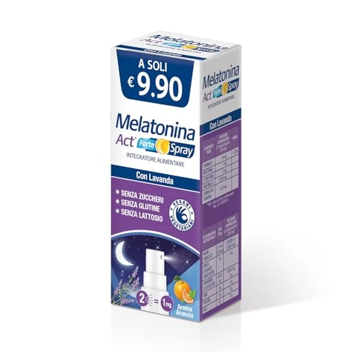 Melatonina Act Forte Spray, Integratore Alimentare a Base di Melatonina Favorisce il Rilassamento ed il Sonno, Aroma Arancia, Adatto a Vegani e Vegetariani - 1 Confezione da 15 ml