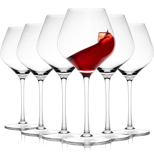 Limited offer: Gusto Nostro Crystal Wine Glasses Set of 6, 650ml Long Stem Modern Wine Glasses for Whites and Reds, Dishwasher Safe, Fancy, Elegant, Large and Tall Crystal Glass for Wedding Christmas Anniversary from 49.85 EUR to 49.85 EUR (save 0%)