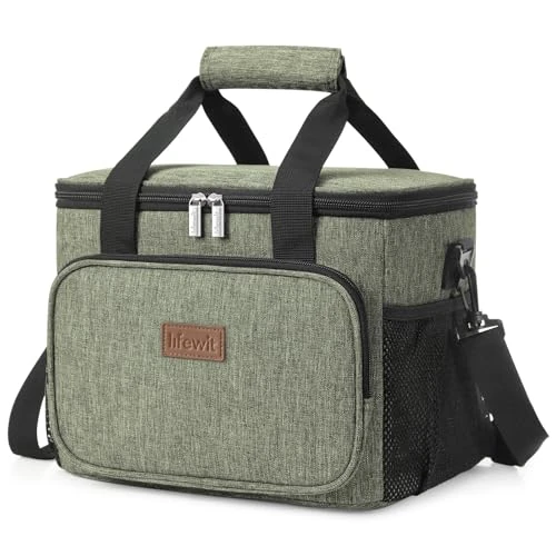 Limited-time offer: Lifewit Lunch Bag 15L 24 Can Insulated Lunch Box Soft Cooler Cooling Tote for Adult Men Women, Dark Green from 18.99 GBP to 18.99 GBP (save 0%)