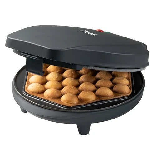 Bestron Gaufrier à bulles - Gaufrier à bulles - À remplir de glace, de chocolat ou de fruits - Avec lumière de cuisson et revêtement anti-adhésif - 700 W - Couleur : noir mat