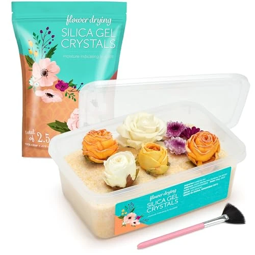 LotFancy Silicagel voor het drogen van bloemen, 1,13 kg, silicagel met indicator, herbruikbaar droogmiddel, fijne kristallen < 1 mm voor bloemen