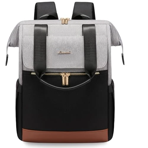 Zeitlich begrenztes Angebot: LOVEVOOK Rucksack Grau, Laptoprucksack Damen 15,6 Zoll, Rucksacktasche 2 in 1, Schulrucksack Mädchen mit Laptopfach, Modern Women Backpack, Arbeitstasche Lehrertasche für Schule Büro, Grau-Schwarz von 45.99 € auf 45.99 € (0.00