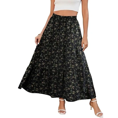 Offerta a tempo: Timuspo Gonna lunga da donna con tasche, maxi skirt a vita alta — 10% da 30,12 € a 27,05 €