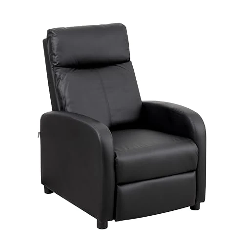 Offerta a tempo: Baroni Home Poltrona Reclinabile in Soft Foam, con Recliner a Spinta, Poggiapiedi, Piedini Antiscivolo, Poltrona Relax Push-Back, Facile da Montare, Comoda, Nero, 66x75x99 cm - 10% da 140.99 € a 126.99 €