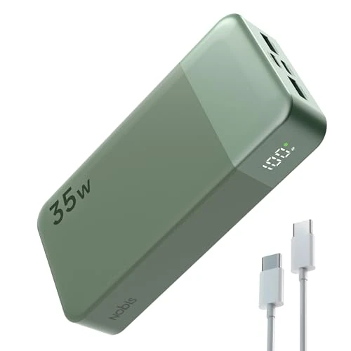 Limited-time offer: NOBIS Power Bank, 35W 20000mAh Portable Charger, USB C Fast Charging, 4 Ports External Battery Pack with LED Digital Display, Compatible with Laptop, Phone 15 14 13 Pro S23 S22 (Green) from 25.99 £ to 25.99 £ (save 0.00%)