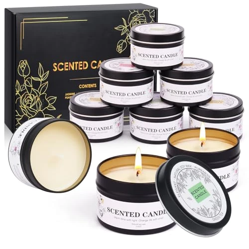 Geurkaarsen, cadeauset, 9 stuks, 2,5 oz, kleine geurkaarsen, geurkaarsenset, cadeaus voor vrouwen/mannen, sojawas, aromatherapie, kaarsen voor Kerstmis, verjaardag, badkamer, yoga