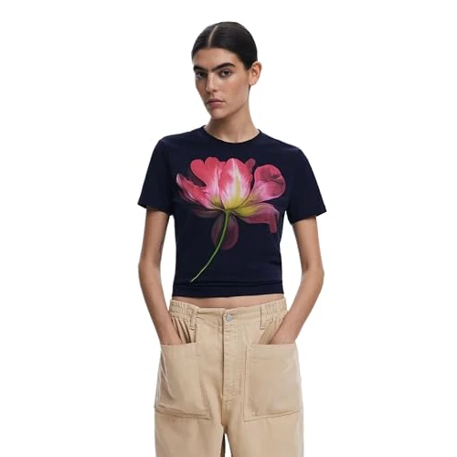 Limited-time offer: Desigual Plata Flower Design Tshirt 25SWTK24 Blue from 29.00 GBP to 18.85 GBP (save 35%)