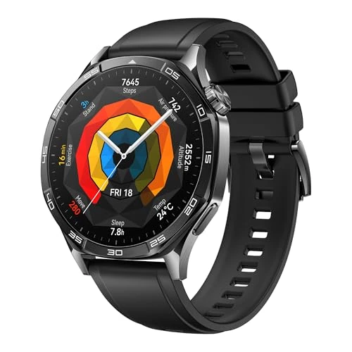 Offre limitée : HUAWEI Watch GT 5 46mm Montre Connectée, Design aux Lignes épurées, Nouvelle expérience de Course à Pieds et de Cyclisme, Suivi de la santé, Jusqu'à 14 Jours d'autonomie, iOS & Android, Noir de 174.69 EUR à 144.99 EUR (remise 17%)