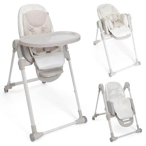 Chicco Polly Armonia Development Highchair for Children from 0 Months to 40 kg, Reclining Chair with Adjustable Height and Footrest, 4 Wheels, Compact Latch