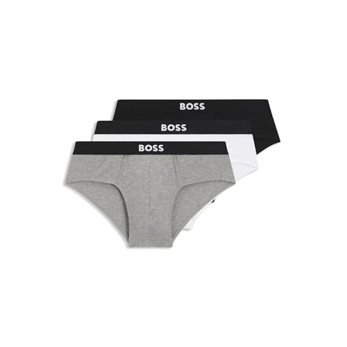 Limited-time offer: BOSS Mens HipBr 3P ONE Three-Pack of Logo-Waistband Briefs in Stretch Cotton from 45.00 GBP to 22.99 GBP (save 49%)
