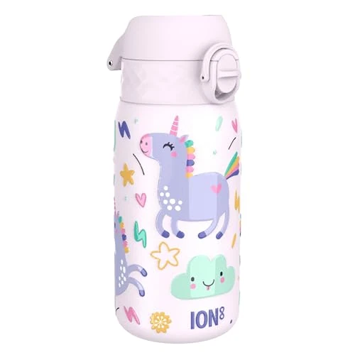 Offerta a tempo: Ion8 Borraccia Inox Leggero per Bambini, 400ml, Non Isolato, a Prova di Perdite, Facile da Aprire, Serratura Sicura, Lavabile in Lavastoviglie, Facile Pulizia, Durevole e Antigraffio, Unicorni Rosa - 0.00% da 16.99 € a 16.99 €
