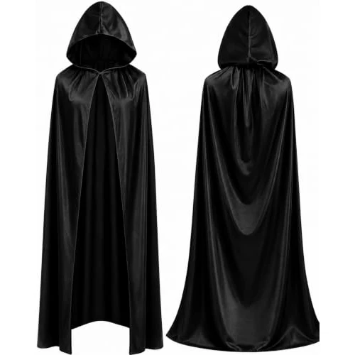 Offerta a tempo: FASCHINFEVER Costume da vampiro di Halloween mantello con cappuccio nero come travestimento per bambini e adulti - travestimento e carnevale - taglia unica - 15% da 13.99 € a 11.88 €
