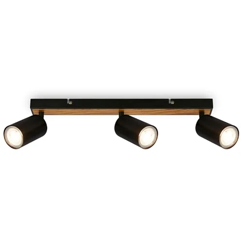 Oferta limitada: BRILONER - Foco LED de techo, 3 bombillas GU10 máx. 9 W, ajustables, para salón, cocina, dormitorio, 44 cm, color negro y madera de 29.95 € a 29.95 € (ahorro 0.00%)