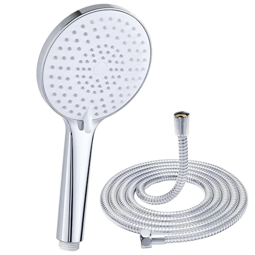 Oferta limitada: Alcachofa de ducha con manguera de 1,6 m, alcachofa de mano con 3 tipos de chorro, ducha redonda (120 mm), cabezal de ducha de alta presión, cabezal de ducha de ahorro de agua, cromado de 10.99 € a 10.99 € (ahorro 0.00%)