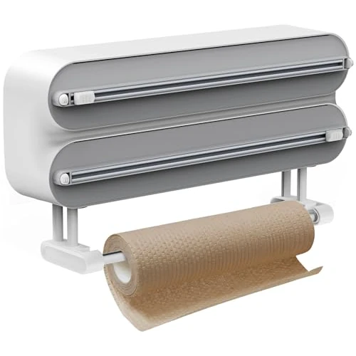 Offerta a tempo: Distributore di Pellicola con Taglierino 3 in 1 Dispenser Universale per Pellicole e Portarotolo da Cucina Dispenser di Pellicola Trasparente per la Cucina Salvafreschezza - 40% da 33.99 € a 20.50 €