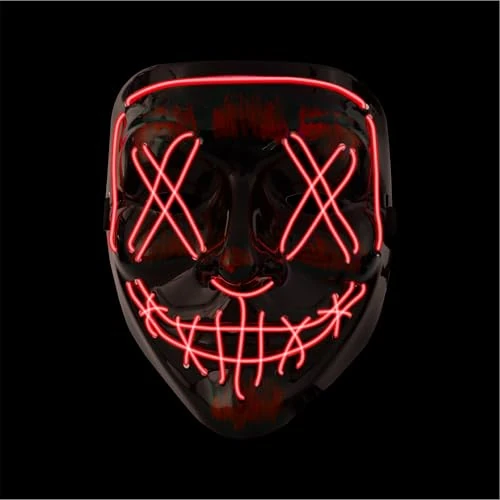Oferta limitada: Costumed Máscara led de Halloween Purge rojo, máscara de disfraz con control para Halloween, carnaval y fiestas de disfraces, apta para hombres y mujeres, colores a elegir de 13.99 EUR a 11.99 EUR (ahorro 14%)