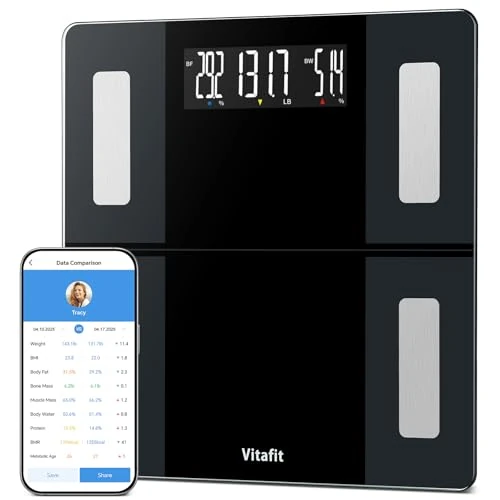 Offerta a tempo: Vitafit - Bilancia Pesapersone con Funzione Analisi Corporea — 55% da 59,99 € a 26,99 €