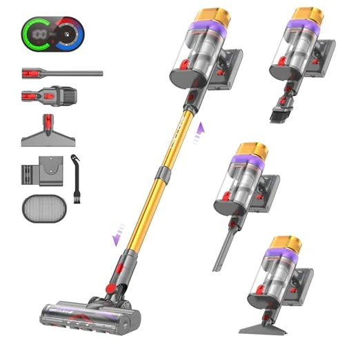 Vistefly V15 Ultra Stick Vacuum Cleaner Wireless, 48000Pa 600Watt Vacuum Cleaner, 70 Minutes Runtime and Rechargeable Detachable Battery for Floor Animal Hair Carpet